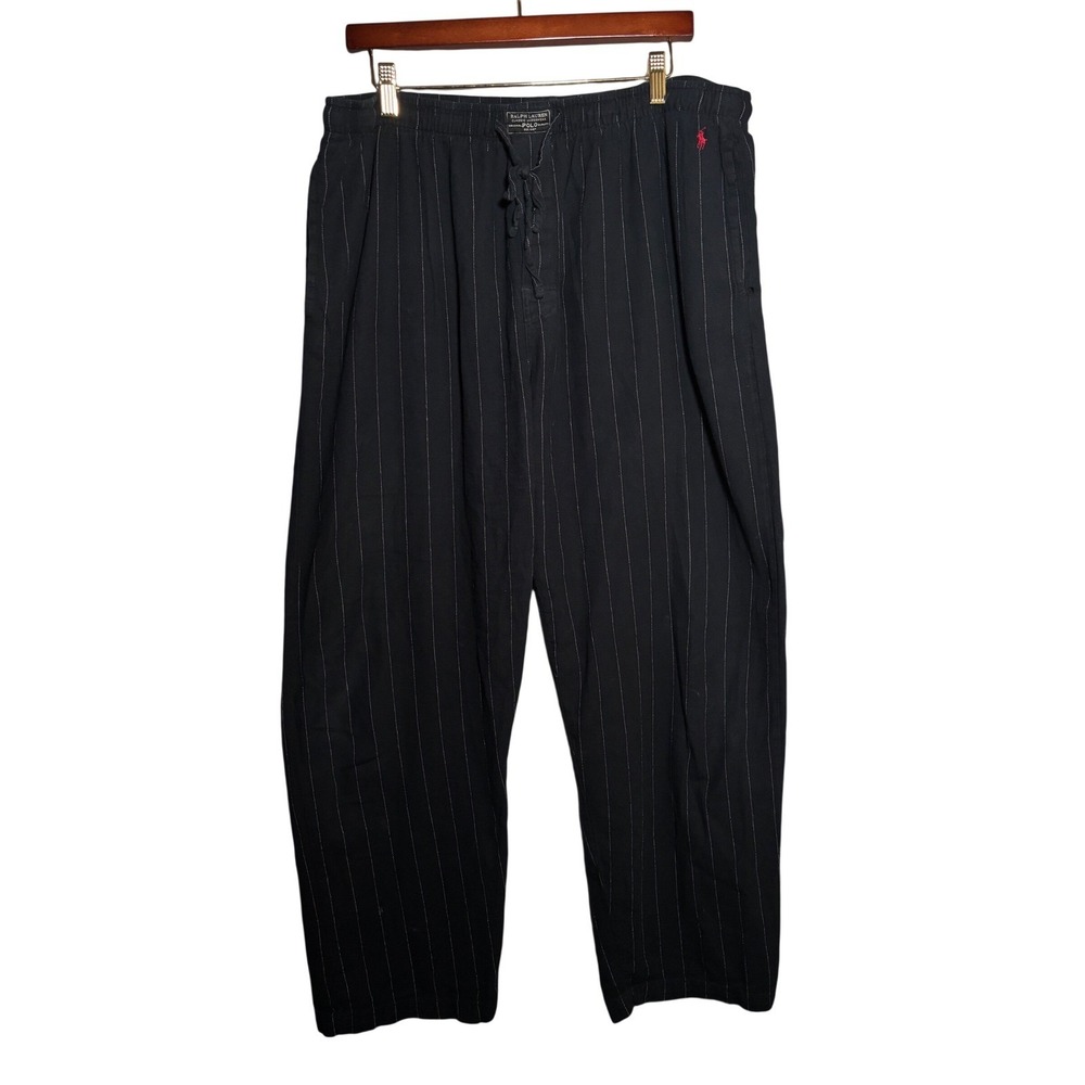 Polo Ralph Lauren Mens XL Black Pinstripe Pajama Pants Cotton Sleepwear Lounge